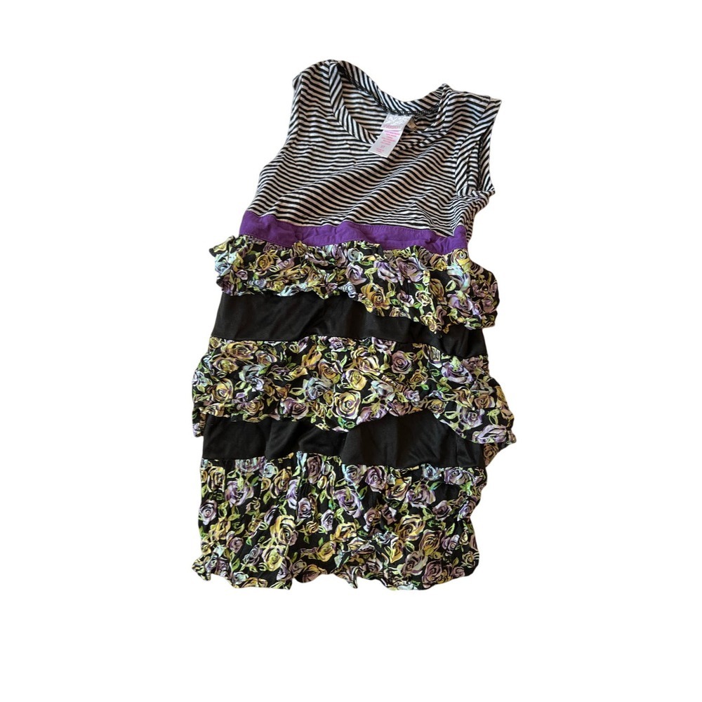 xHilaration Black White Striped Dress Girls 5T